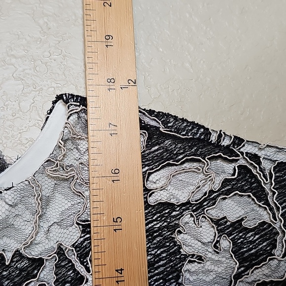 NWT Tadashi Shoji 6 Algiers Black and White Peony Floral Lace Cocktail‎ Dress - Picture 10 of 12